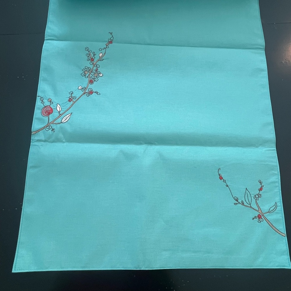 NWT Lenox Chirp Turquoise Table Runner, 19x70 - Picture 3 of 13